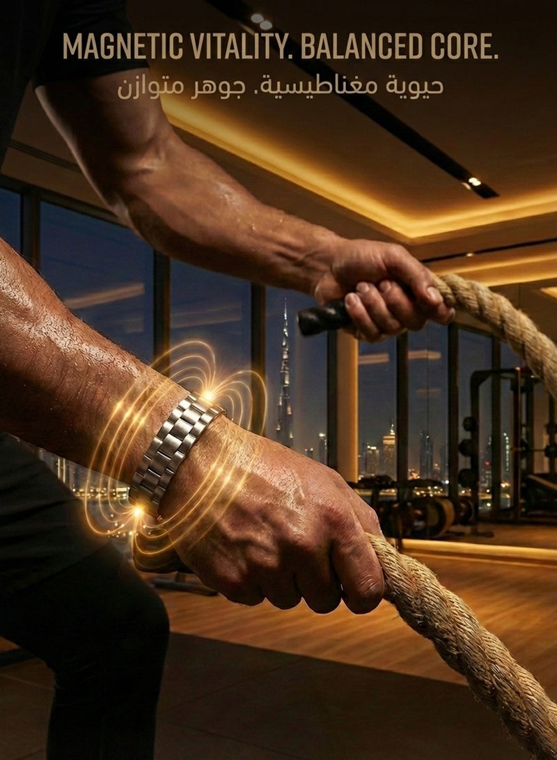 فوريكاسا سوار نحاسي مغناطيسي من النحاس النقي للرجال – تصميم متوازن وأنيق - Image 3
